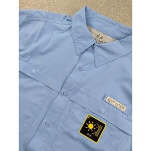 Realtree Fishing Mens SS Guide Shirt Blue UPF 40 Performance Button Down Medium